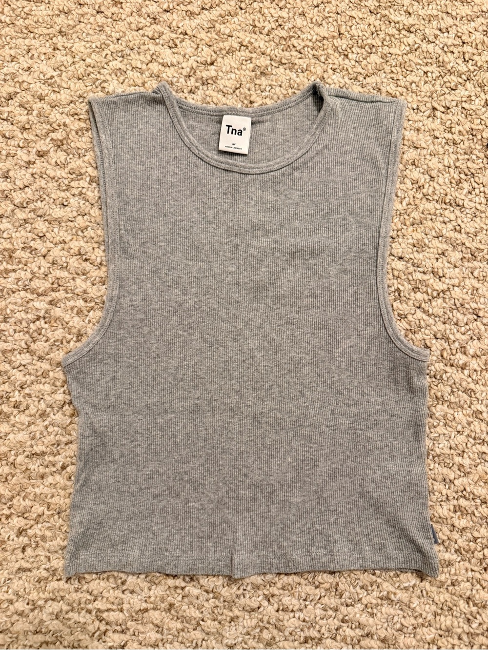 TNA Gray Ribbed Fargo Tank
